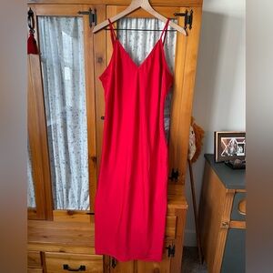A New Day Red Satin Midi Dress